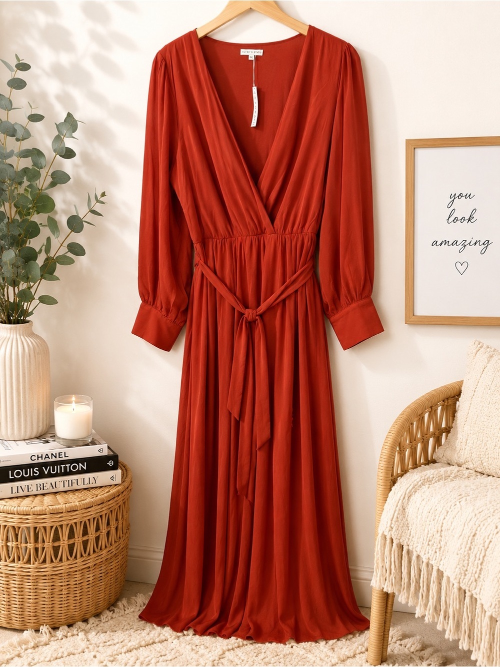 Baltic Born Rust Red Wrap Maxi Dress